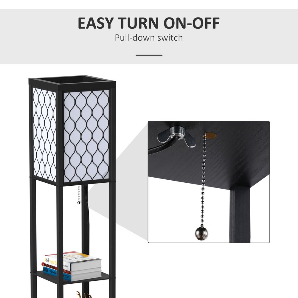 Shelf Floor Lamp W/4-tier Open Shelves Wooden, 26L x 26W x 160Hcm-Black/White - Lamp from HOMCOM
