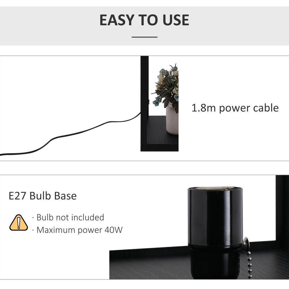 Shelf Floor Lamp W/4-tier Open Shelves Wooden, 26L x 26W x 160Hcm-Black/White - Lamp from HOMCOM