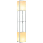 HOMCOM Shelf Floor Lamp with Dual Light, for Living Room, Bedroom, Black - Uncategorized Lamp