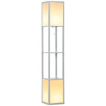 HOMCOM Shelf Floor Lamp with Dual Light, for Living Room, Bedroom, Black - Uncategorized Lamp