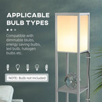 HOMCOM Shelf Floor Lamp with Dual Light, for Living Room, Bedroom, Black - Uncategorized Lamp
