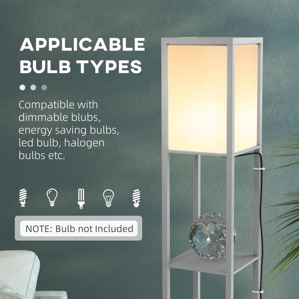HOMCOM Shelf Floor Lamp with Dual Light, for Living Room, Bedroom, Black - Uncategorized Lamp
