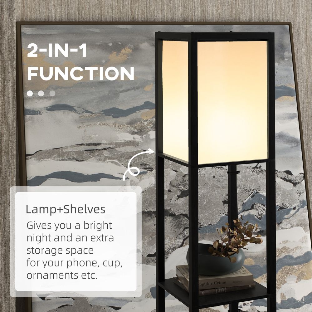 Shelf Floor Lamp with Dual Light, for Living Room, Bedroom, Black - Lamp from HOMCOM