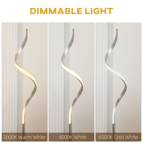 Spiral Floor Lamp for Living Room with 3 Adjustable Brightness, Silver HOMCOM - Lamp from HOMCOM