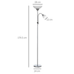 Steel Duo-Head Floor Lamp Silver - Lamp from HOMCOM