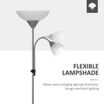 Steel Duo-Head Floor Lamp Silver - Lamp from HOMCOM