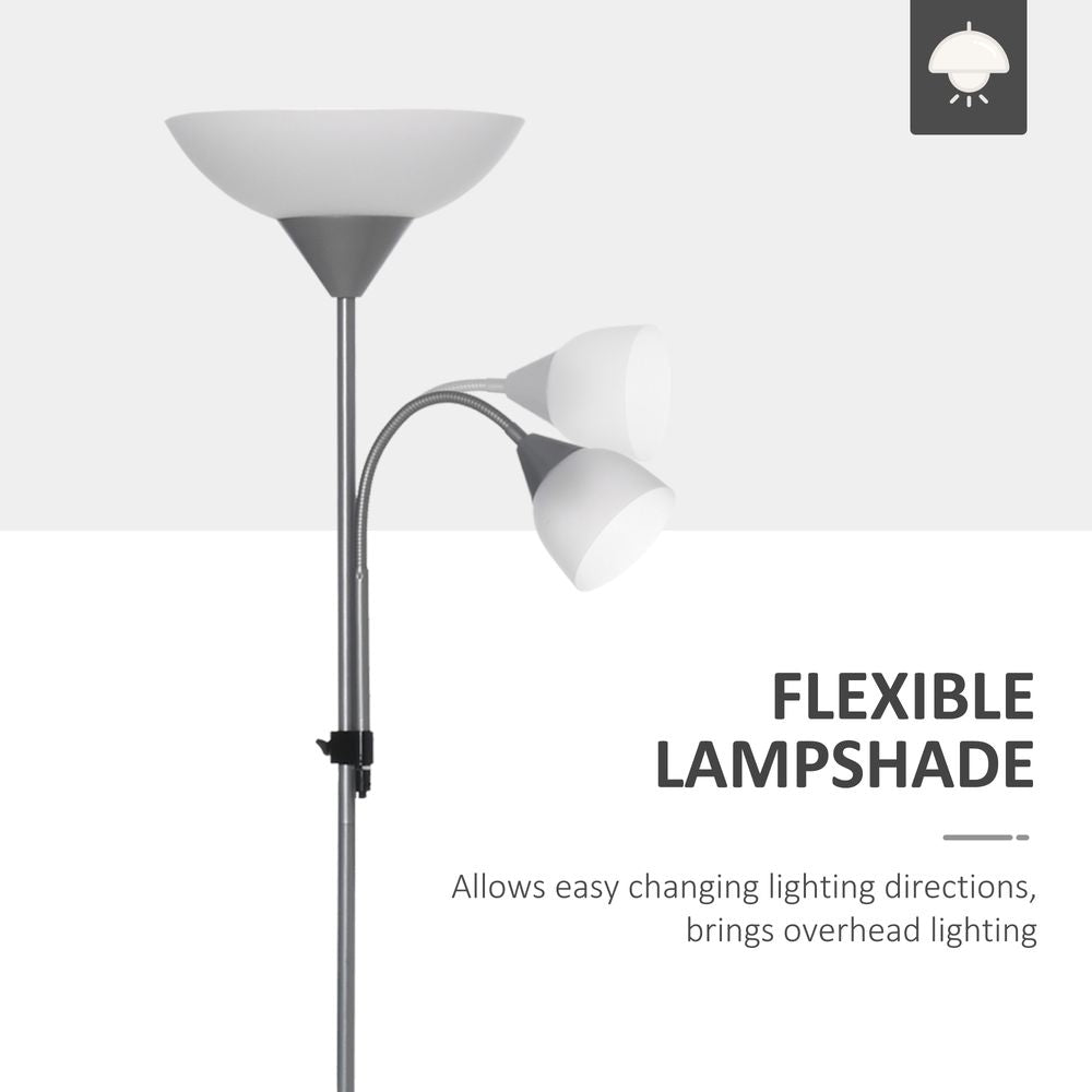 Steel Duo-Head Floor Lamp Silver - Lamp from HOMCOM