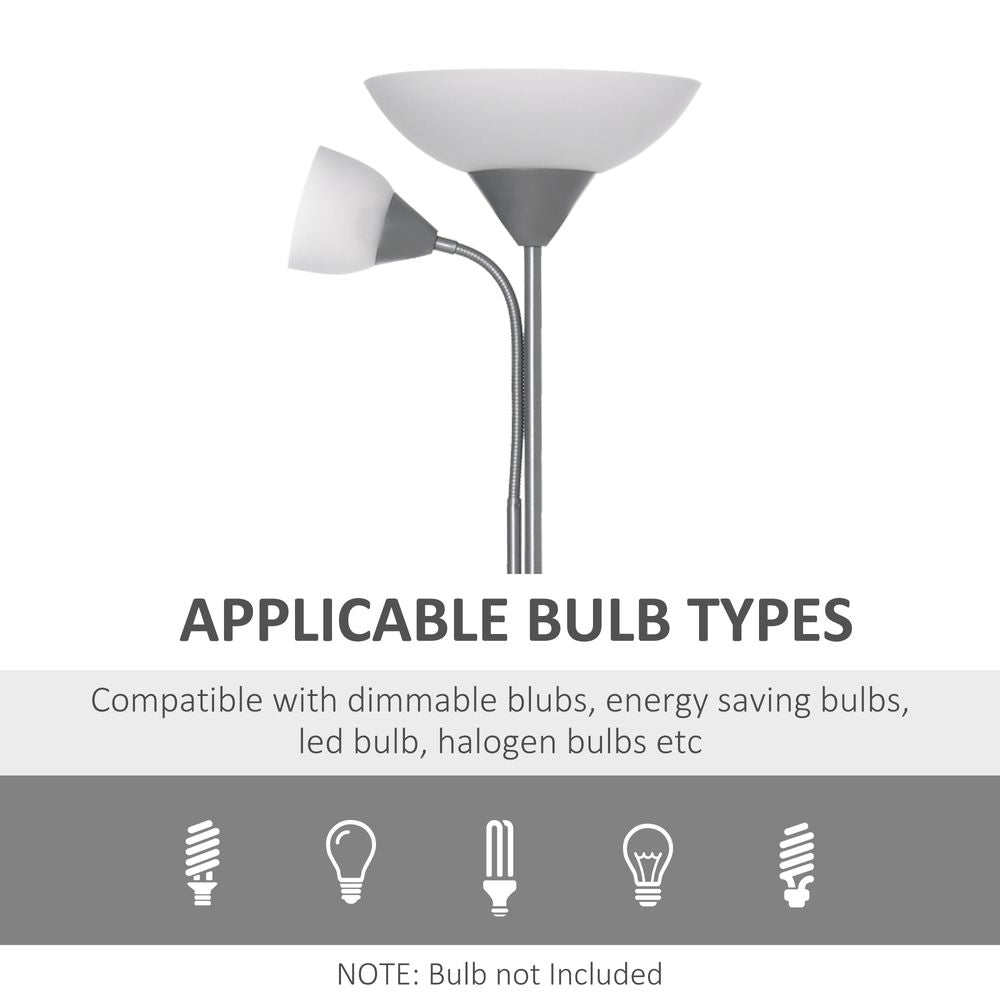 Steel Duo-Head Floor Lamp Silver - Lamp from HOMCOM