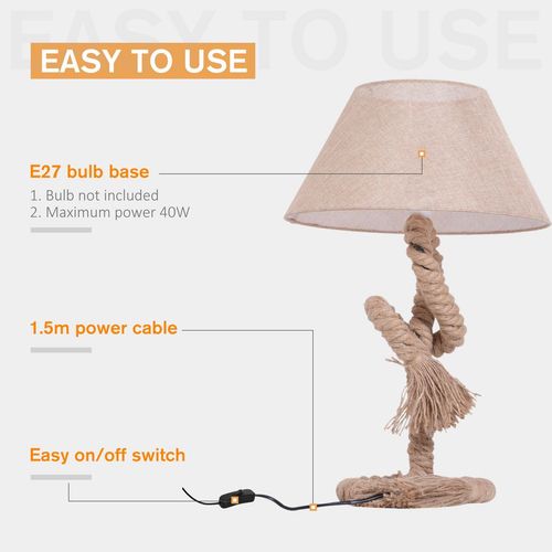 Table Lamp Indispensable Nautical Twisted Rope E27 Base Bedside Light - Lamp from HOMCOM