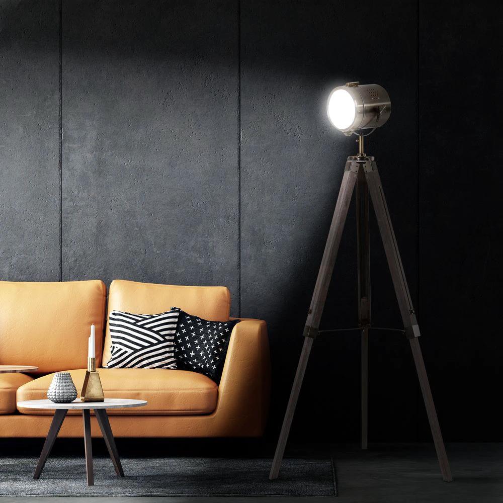HOMCOM Tripod Floor Lamp, 65L,Wood/Bronze Colour - Uncategorized Lamp