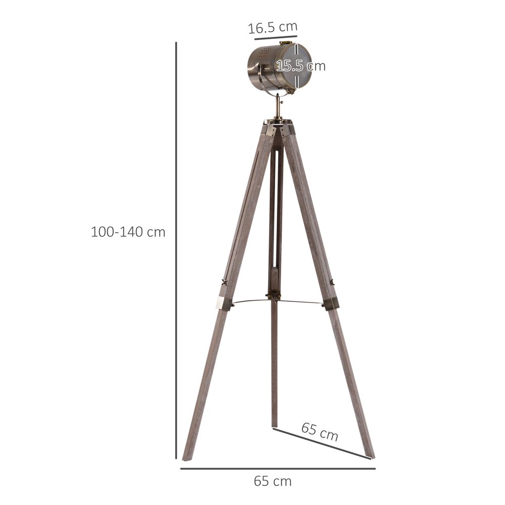 Tripod Floor Lamp, 65L,Wood/Bronze Colour - Lamp from HOMCOM