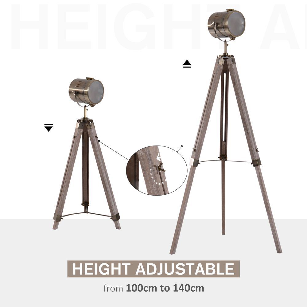 Tripod Floor Lamp, 65L,Wood/Bronze Colour - Lamp from HOMCOM