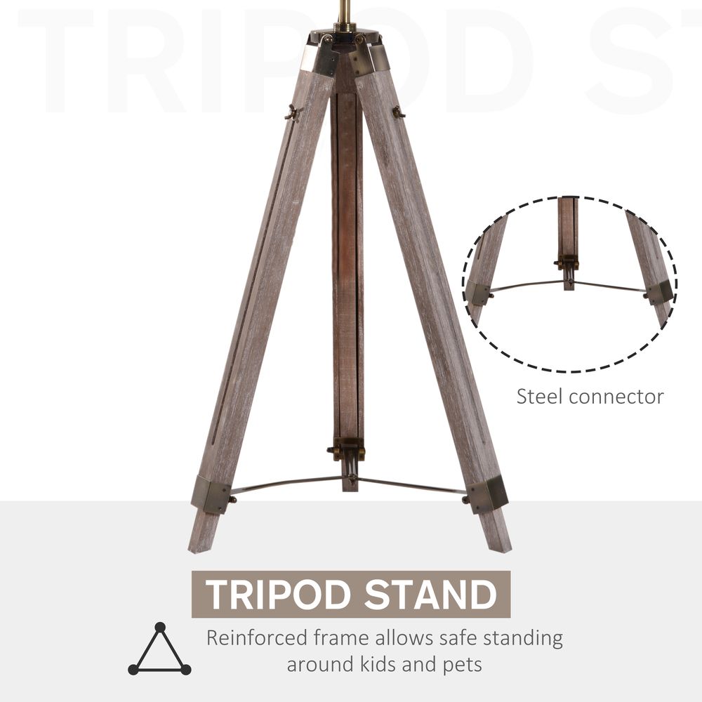 Tripod Floor Lamp, 65L,Wood/Bronze Colour - Lamp from HOMCOM