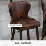 2 Pieces Homcom Home Luxury Bar Chair Stool, PU Leather European Style, Brown - Leather Chairs from HOMCOM