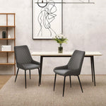 Set Of 2 Quilted PU Leather Dining Chairs w/ Metal Frame 4 Legs Grey by HOMCOM