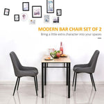 Set Of 2 Quilted PU Leather Dining Chairs w/ Metal Frame 4 Legs Grey by HOMCOM