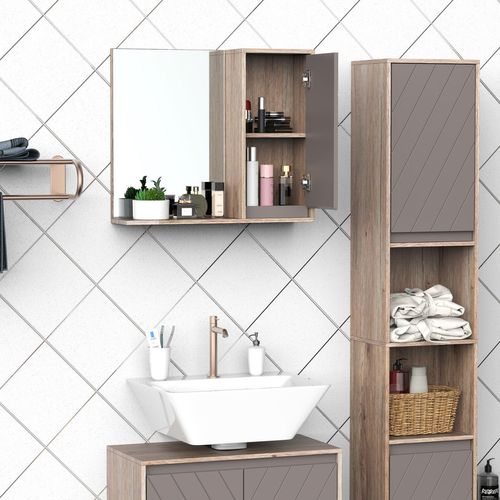 49x57cm Wall Mounting Bathroom Cabinet & Mirror Shelf Door Home Storage - Mirror from HOMCOM