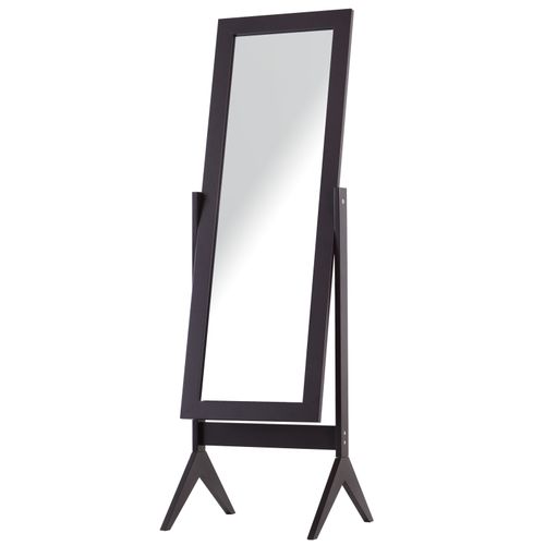 Freestanding Dressing Mirror 148x47cm Adjustable Angle Dark Brown Frame - Mirror from HOMCOM