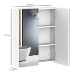 HOMCOM 60x75cm Mirror Cabinet Wall Mount Storage Organizer Door Adjustable - Mirror from HOMCOM