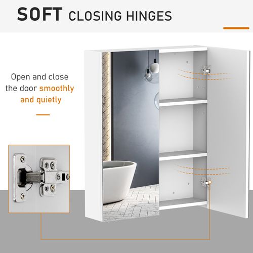HOMCOM 60x75cm Mirror Cabinet Wall Mount Storage Organizer Door Adjustable - Mirror from HOMCOM