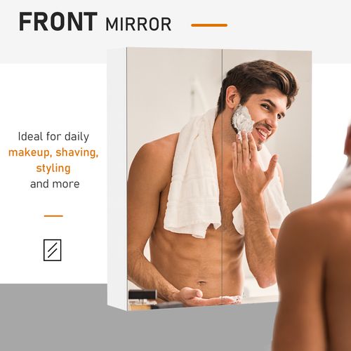 HOMCOM 60x75cm Mirror Cabinet Wall Mount Storage Organizer Door Adjustable - Mirror from HOMCOM