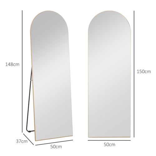 HOMCOM Floor Mirror Wall Mount Leaning Standing Mirror 50 x 150cm Gold Tone - Mirror from HOMCOM