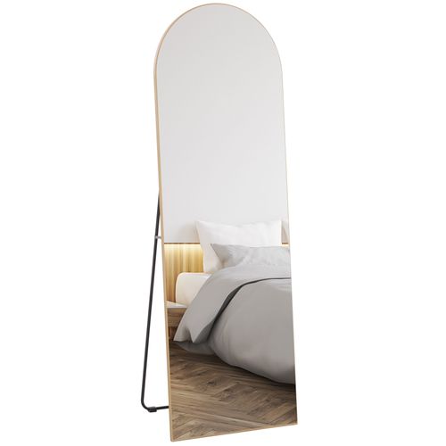 HOMCOM Floor Mirror Wall Mount Leaning Standing Mirror 50 x 150cm Gold Tone - Mirror from HOMCOM
