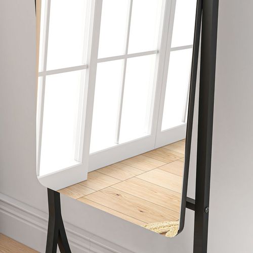 HOMCOM Freestanding Full Length Mirror Adjustable Full Body Mirror w/ Shelf - Mirror from HOMCOM