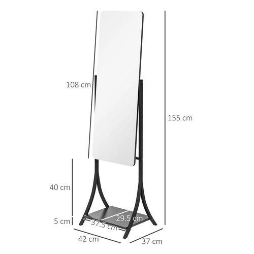 HOMCOM Freestanding Full Length Mirror Adjustable Full Body Mirror w/ Shelf by HOMCOM