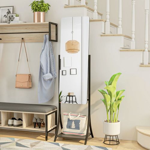 HOMCOM Freestanding Full Length Mirror Adjustable Full Body Mirror w/ Shelf - Mirror from HOMCOM