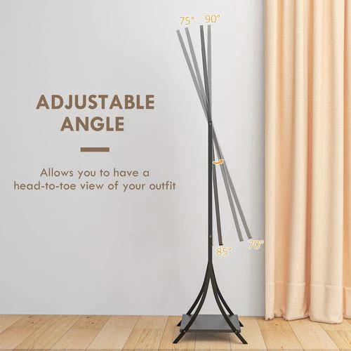 HOMCOM Freestanding Full Length Mirror Adjustable Full Body Mirror w/ Shelf by HOMCOM