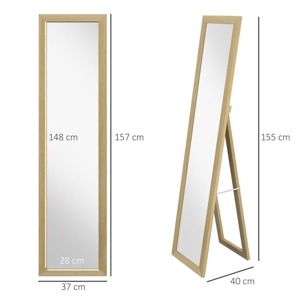 HOMCOM Full Length Mirror, Farmhouse Wall Mirror, Hanging & Freestanding - Mirror from HOMCOM