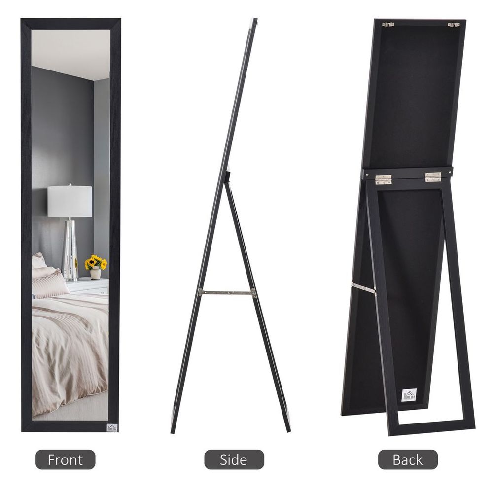 HOMCOM Full Length Mirror, Floor Standing or Wall-Mounted Long Mirror, Black - Mirror from HOMCOM