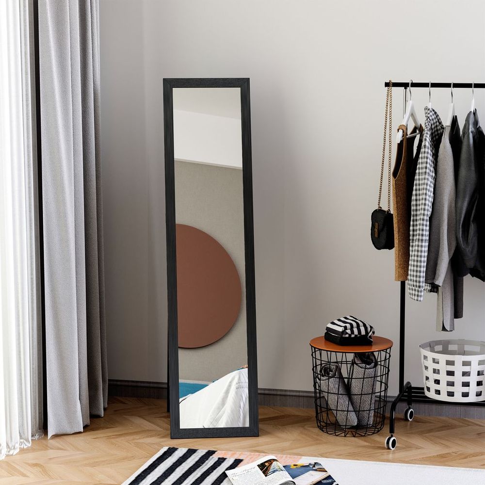 HOMCOM Full Length Mirror, Floor Standing or Wall-Mounted Long Mirror, Black - Mirror from HOMCOM