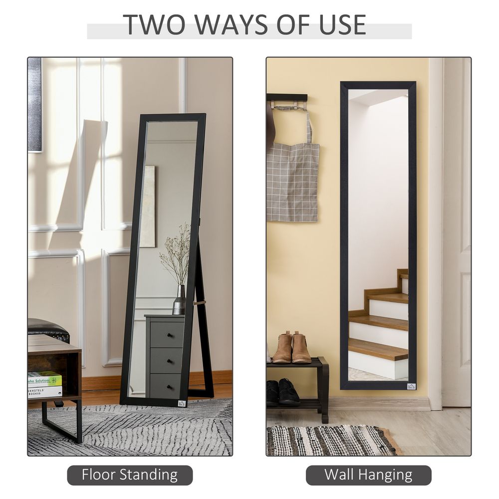 HOMCOM Full Length Mirror, Floor Standing or Wall-Mounted Long Mirror, Black - Mirror from HOMCOM