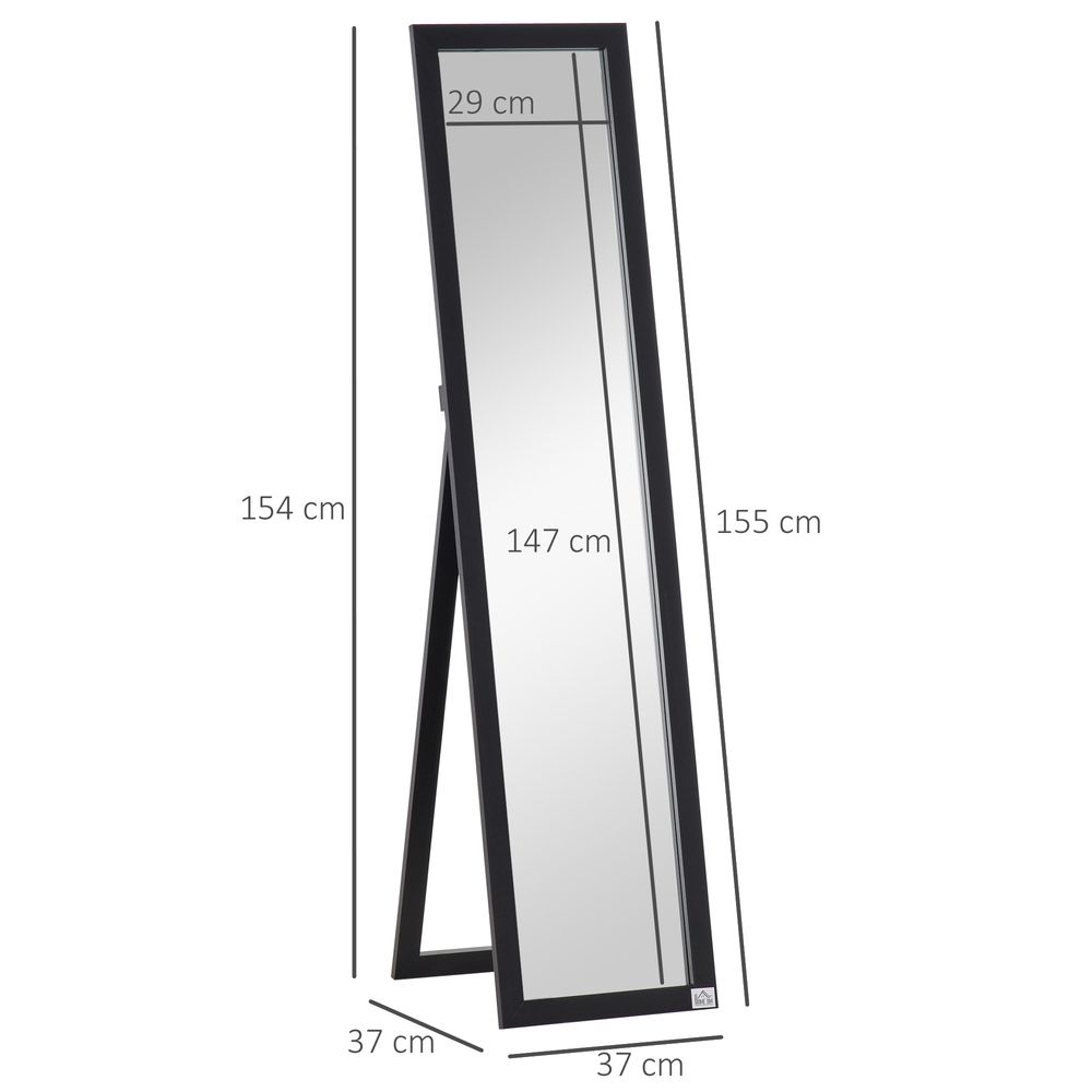 HOMCOM Full Length Mirror, Floor Standing or Wall-Mounted Long Mirror, Black - Mirror from HOMCOM