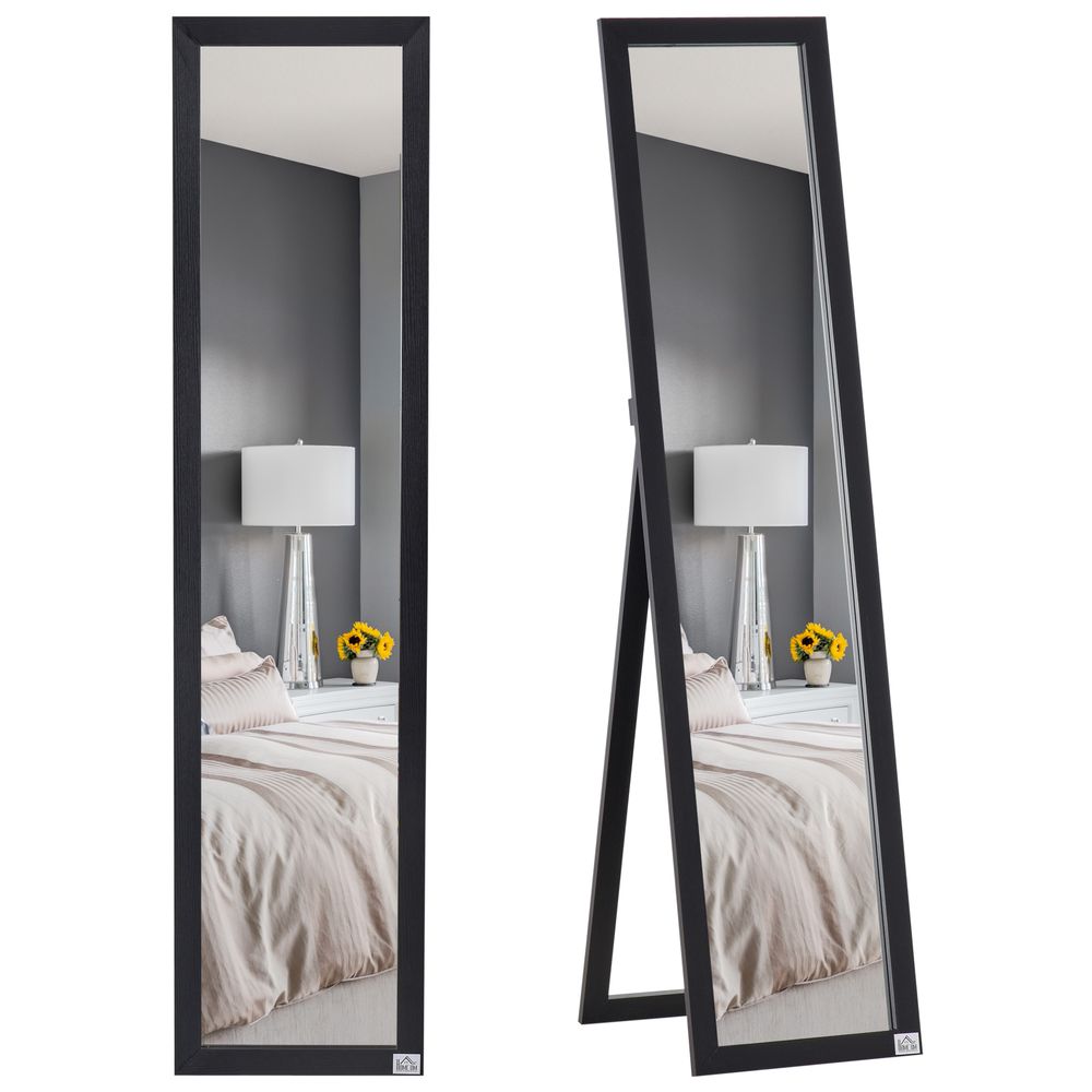 HOMCOM Full Length Mirror, Floor Standing or Wall-Mounted Long Mirror, Black - Mirror from HOMCOM