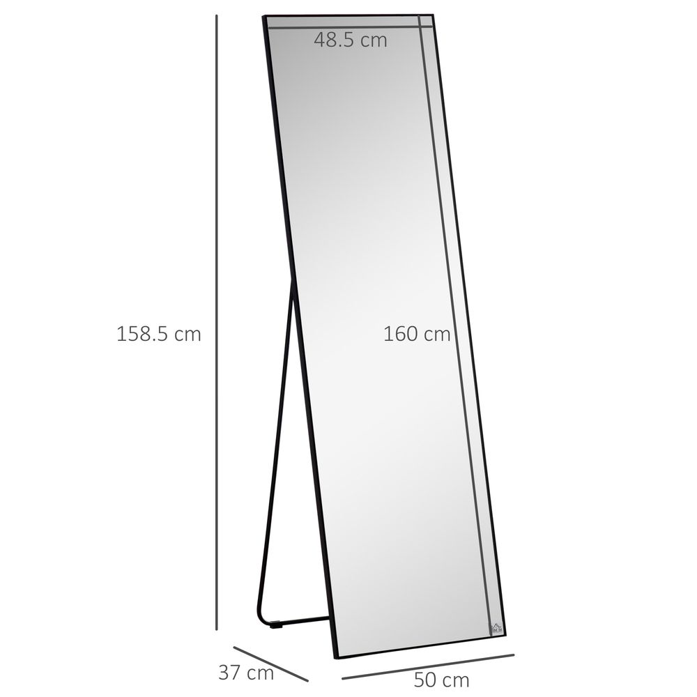 HOMCOM Full Length Mirror Floor Standing Wall-Mounted, Dressing Mirror Black - Mirror from HOMCOM