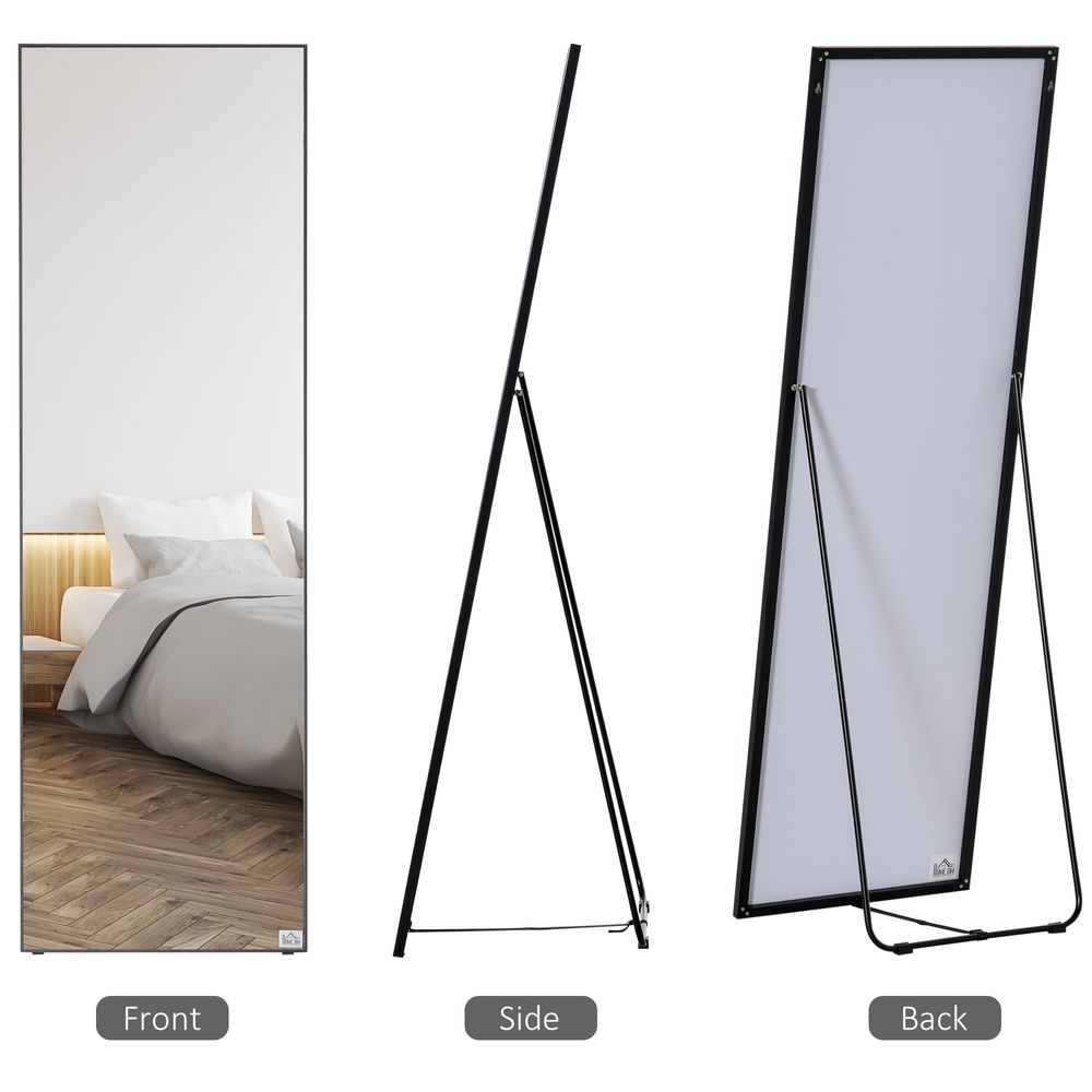 HOMCOM Full Length Mirror Floor Standing Wall-Mounted, Dressing Mirror Black - Mirror from HOMCOM