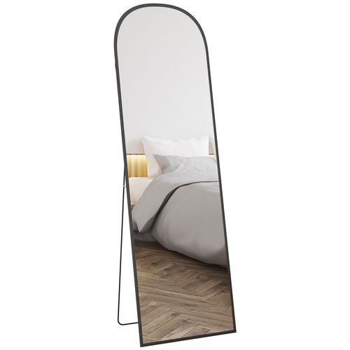 HOMCOM Full Length Mirror with Aluminium Alloy Frame Hanging or Leaning Black - Mirror from HOMCOM