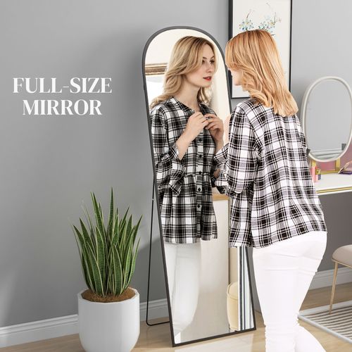 HOMCOM Full Length Mirror with Aluminium Alloy Frame Hanging or Leaning Black - Mirror from HOMCOM