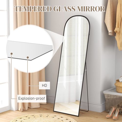 HOMCOM Full Length Mirror with Aluminium Alloy Frame Hanging or Leaning Black - Mirror from HOMCOM