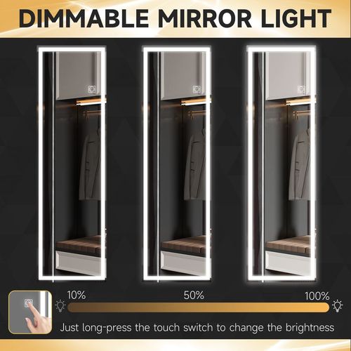 HOMCOM Full Length Wall Mirror with Dimming LED Lights, Smart Touch, 120 x 40cm - Mirror from HOMCOM