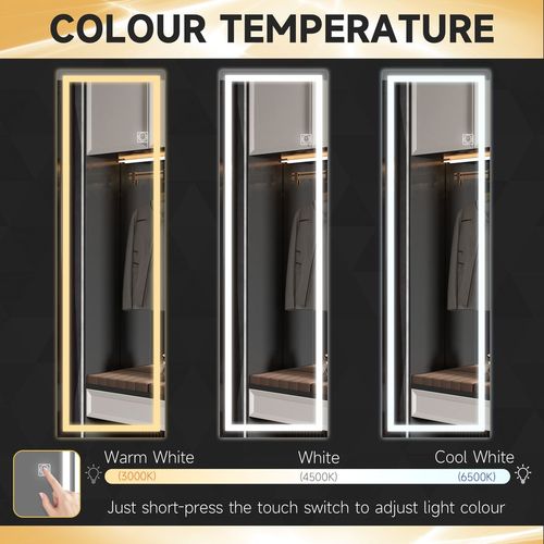 HOMCOM Full Length Wall Mirror with Dimming LED Lights, Smart Touch, 120 x 40cm - Mirror from HOMCOM