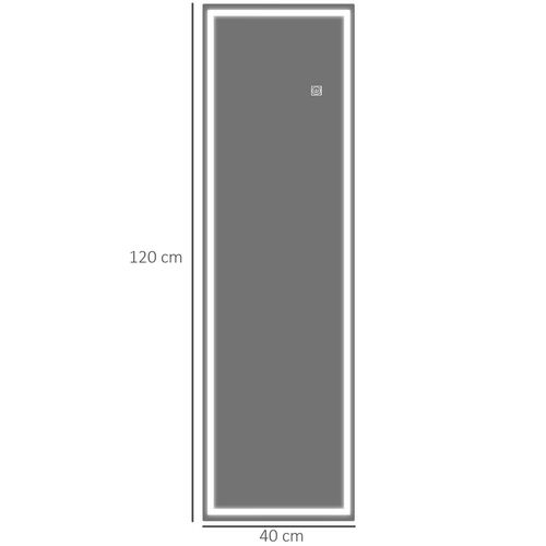 HOMCOM Full Length Wall Mirror with Dimming LED Lights, Smart Touch, 120 x 40cm - Mirror from HOMCOM