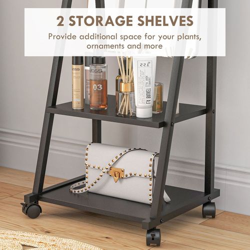 HOMCOM Movable Full Length Mirror Adjustable Full Body Mirror with 2 Shelves - Mirror from HOMCOM