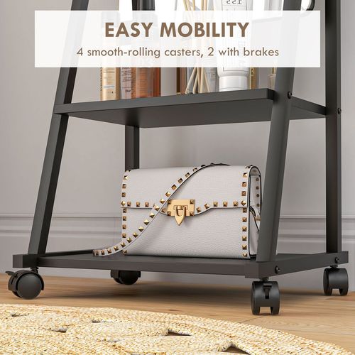 HOMCOM Movable Full Length Mirror Adjustable Full Body Mirror with 2 Shelves - Mirror from HOMCOM