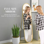 HOMCOM Oval Full Length Mirror with Metal Frame Hanging or Leaning Gold Tone by HOMCOM