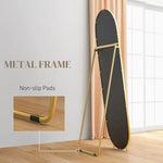 HOMCOM Oval Full Length Mirror with Metal Frame Hanging or Leaning Gold Tone by HOMCOM