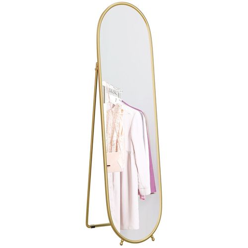 HOMCOM Oval Full Length Mirror with Metal Frame Hanging or Leaning Gold Tone - Mirror from HOMCOM